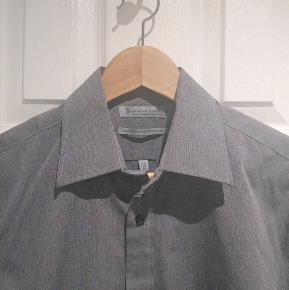 Hudson Room Egyptian Cotton Charcoal Gray Dress Shirt for Men - Picture 3 of 4